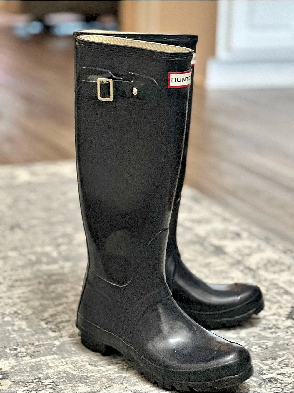 Hunter Original Gloss Tall Rain Boots Dark Blue US 8F/6M/T - Picture 3 of 6